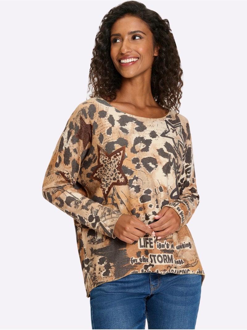 Pull Tricot Fin Et Doux - Taille Standard - Helline Blanc Gris - Kiabi