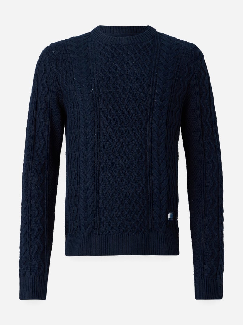 Pull tricot torsadé - Tommy jeans Bleu - Kiabi