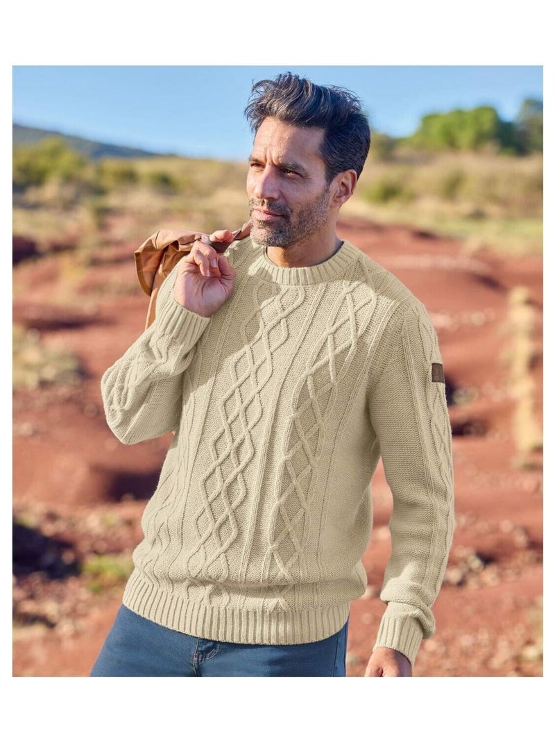 Pull Tricot Torsadé Country Man   - ATLAS FOR MEN Beige - Kiabi