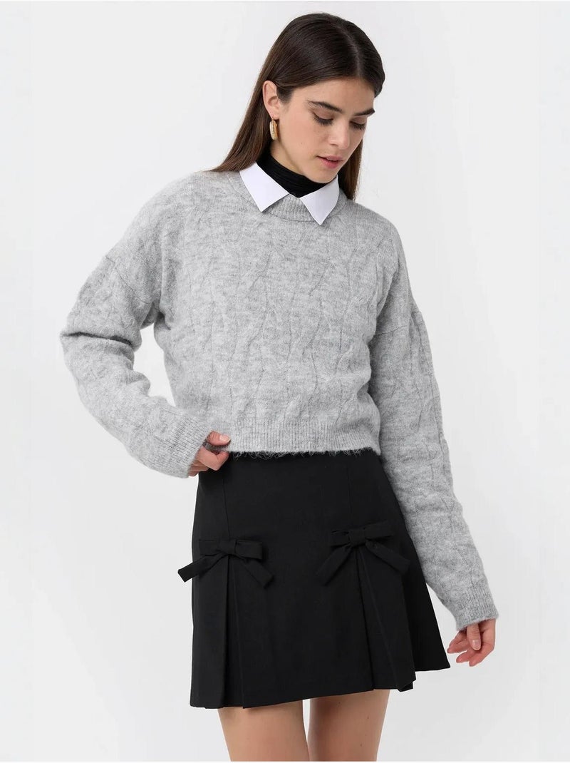 Pull tricoté à col haut Gris clair - Kiabi
