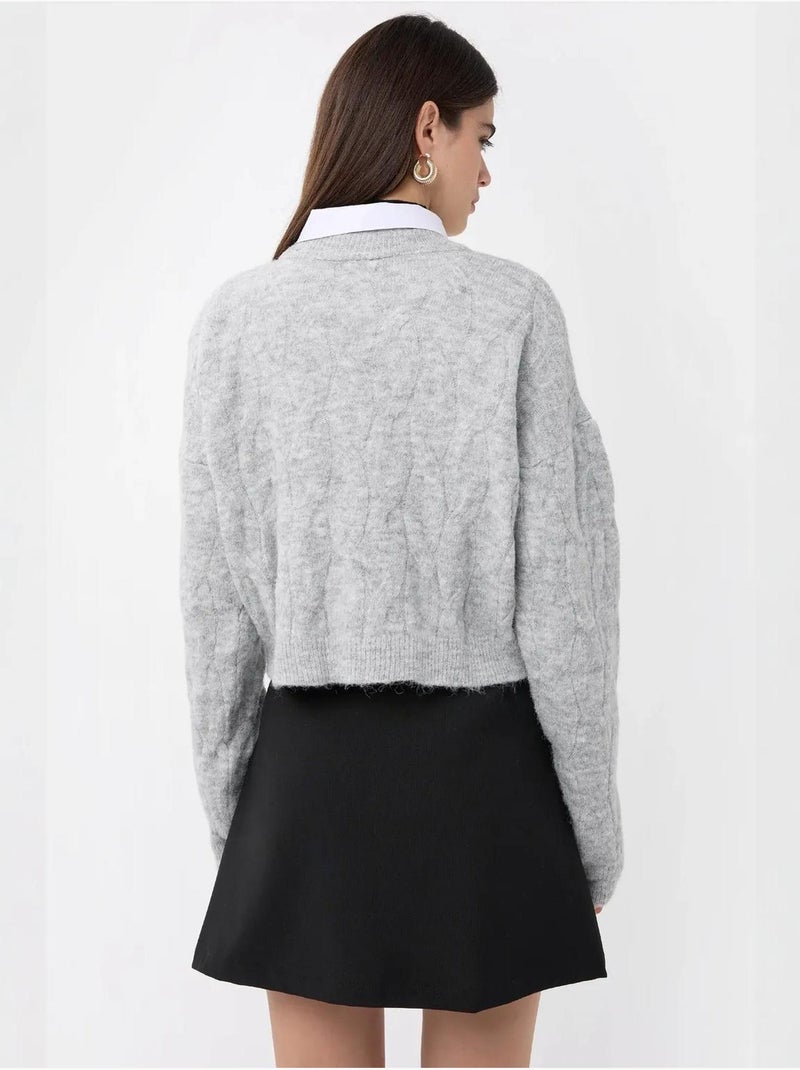 Pull tricoté à col haut Gris clair - Kiabi