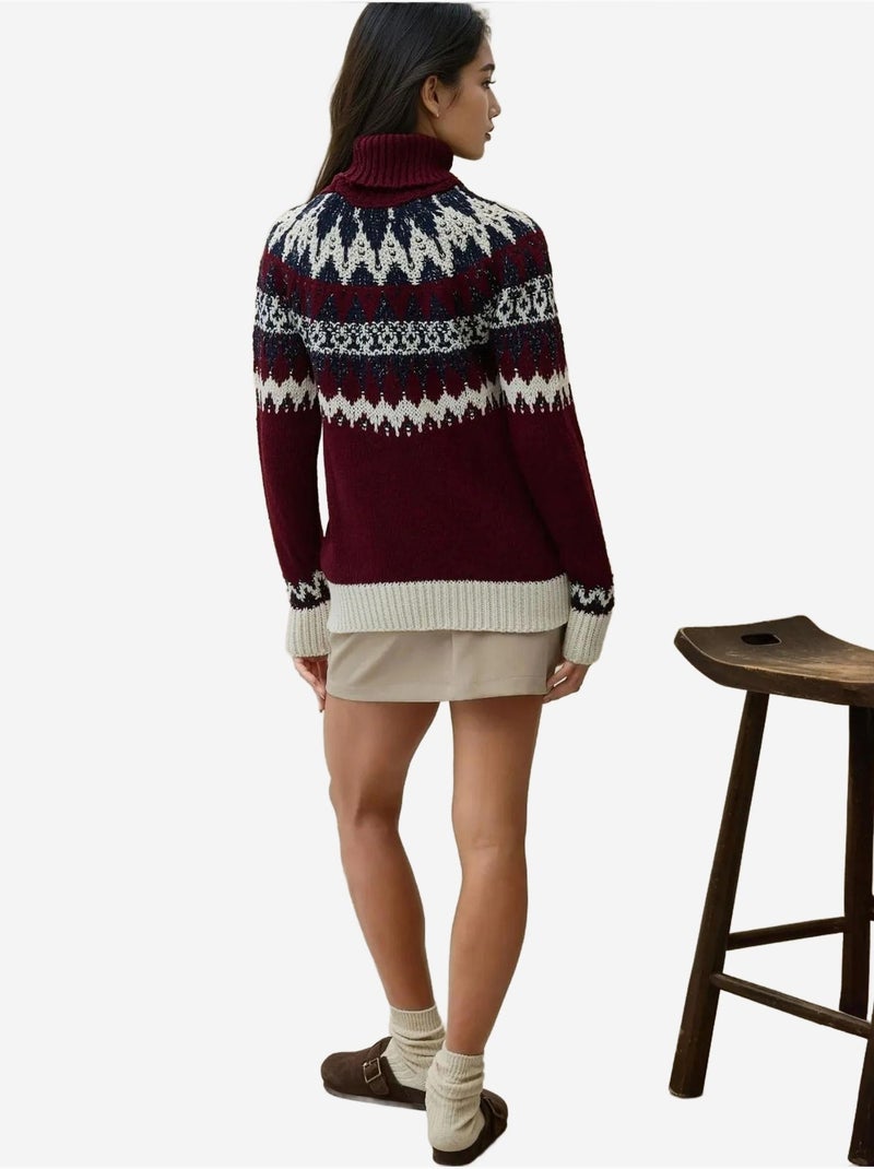 Pull tricoté à col roulé Rouge bordeaux - Kiabi