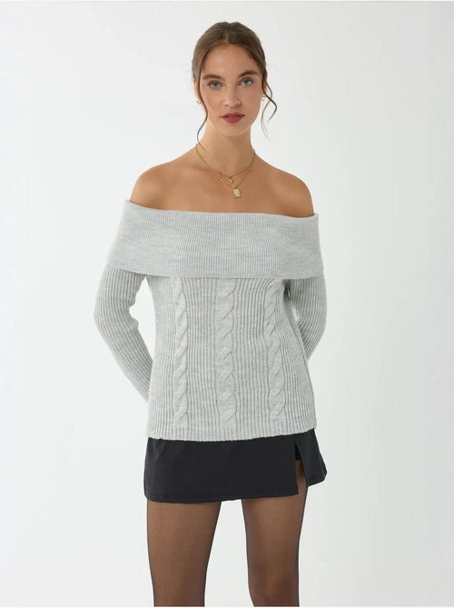 Pull tricoté à épaules dénudées - Kiabi Pull tricoté à épaules dénudées - Kiabi
