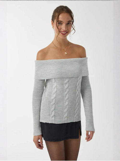Pull tricoté à épaules dénudées - Kiabi Pull tricoté à épaules dénudées - Kiabi