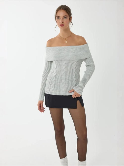 Pull tricoté à épaules dénudées - Kiabi Pull tricoté à épaules dénudées - Kiabi