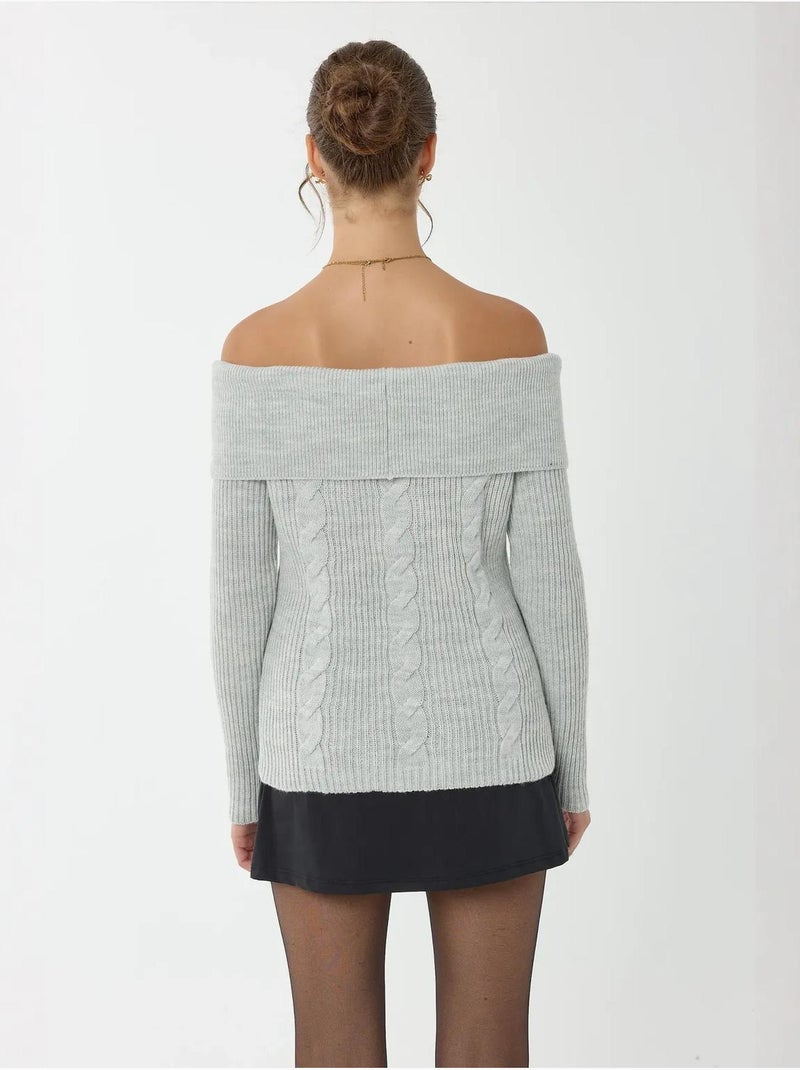 Pull tricoté à épaules dénudées Beige naturel - Kiabi