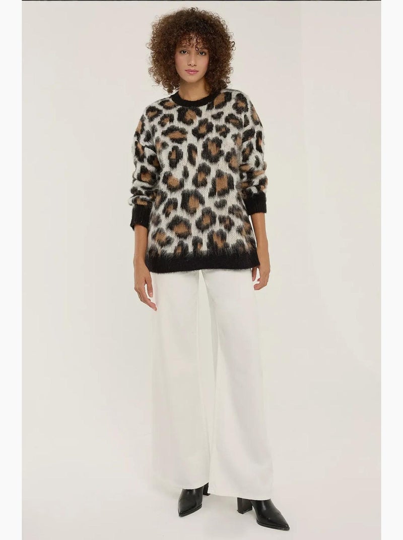 Pull tricoté à imprimé léopard hiccup Multicolore - Kiabi