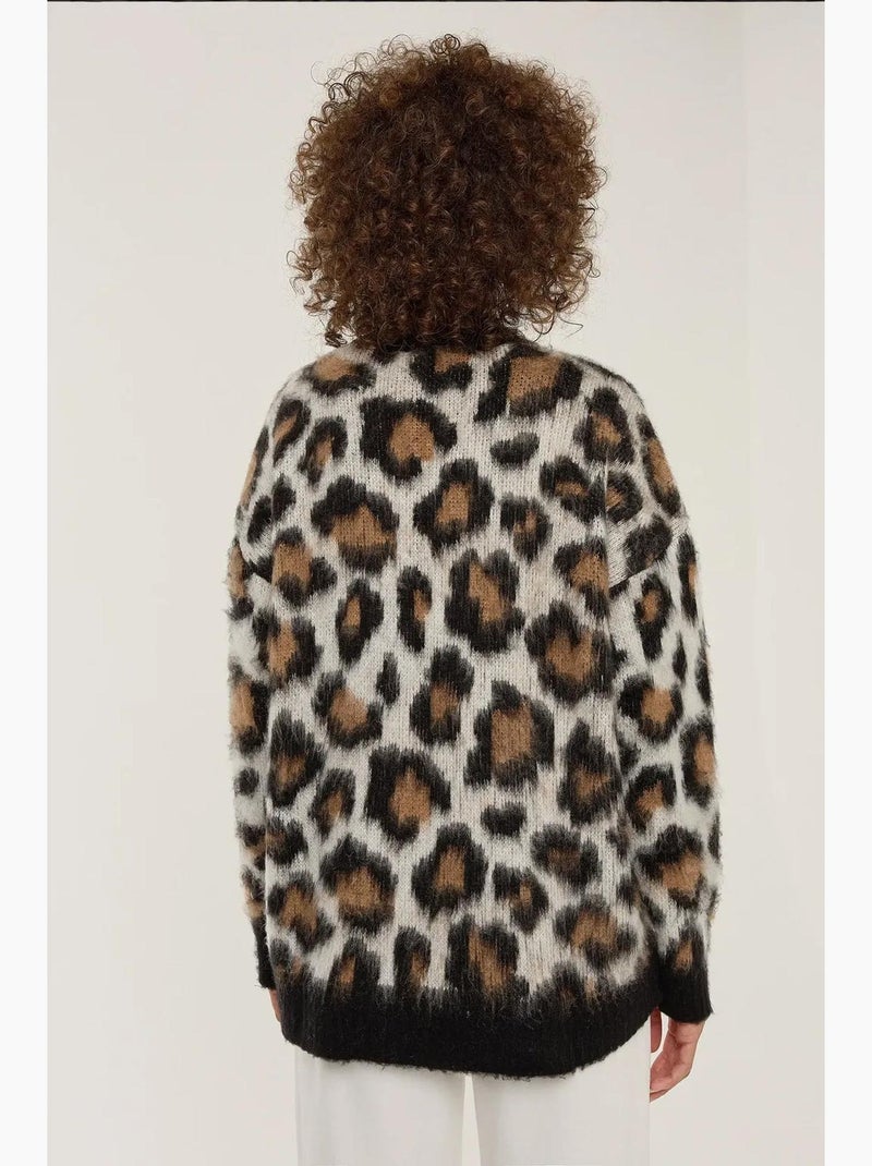 Pull tricoté à imprimé léopard hiccup Multicolore - Kiabi