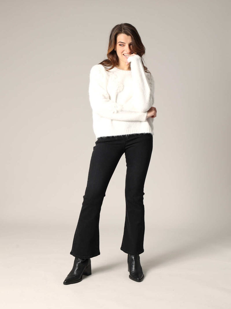 Pull tricoté avec motifs floraux en relief 'Deeluxe' Blanc - Kiabi