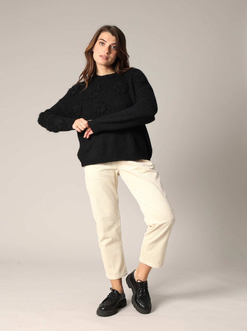 Pull tricoté avec motifs floraux en relief 'Deeluxe' - Kiabi