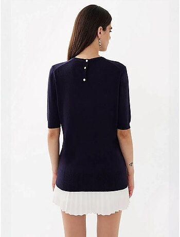 Pull tricoté basique à manches courtes