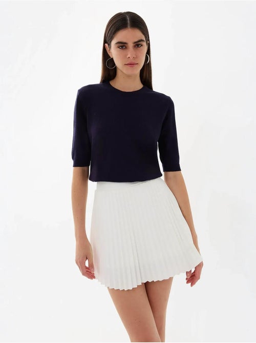 Pull tricoté basique à manches courtes - Kiabi
