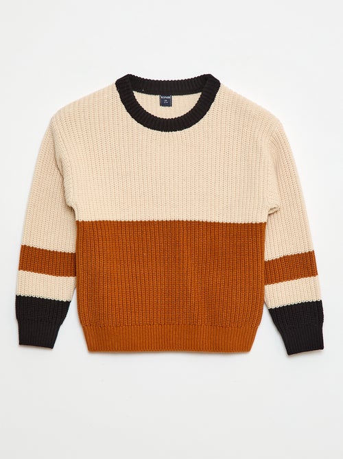 Pull tricoté en color block - Kiabi