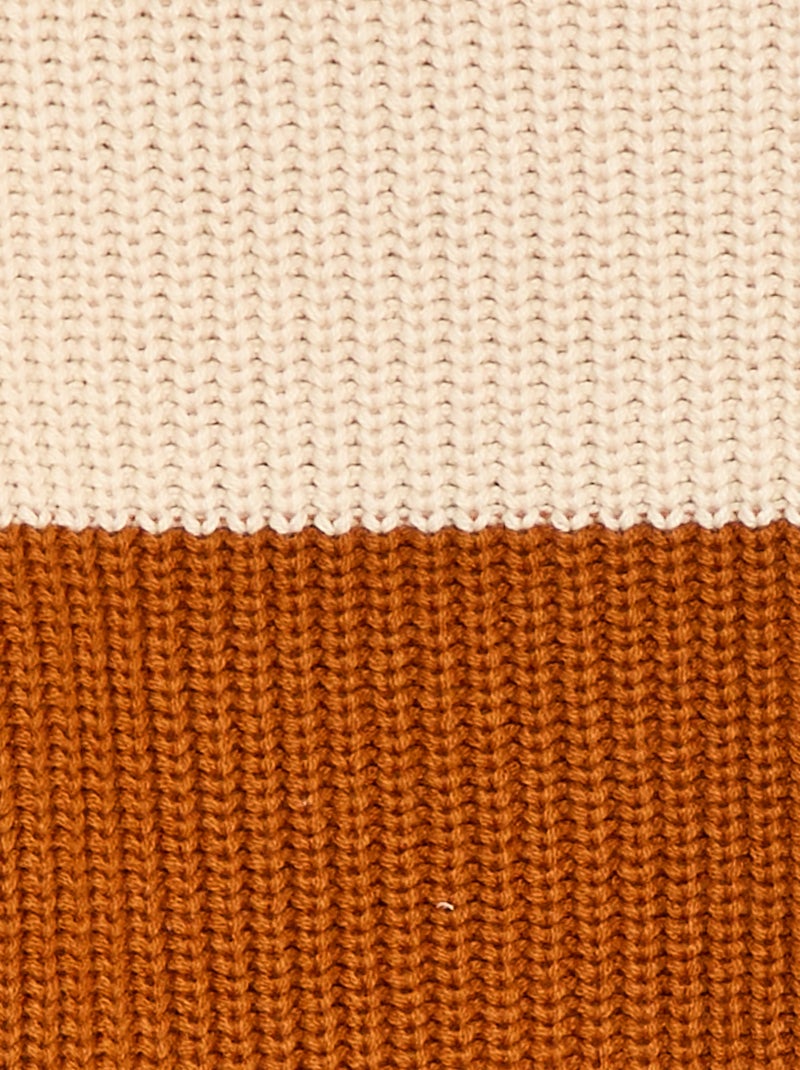 Pull tricoté en color block Beige - Kiabi
