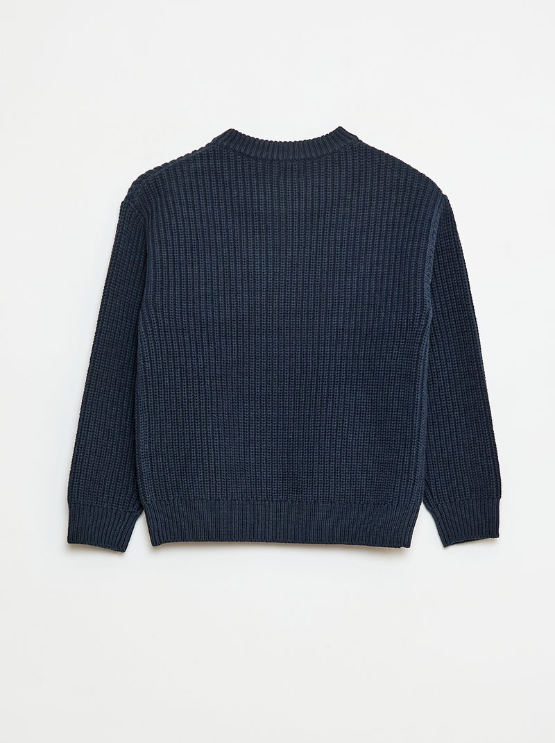 Pull tricoté en color block Bleu - Kiabi