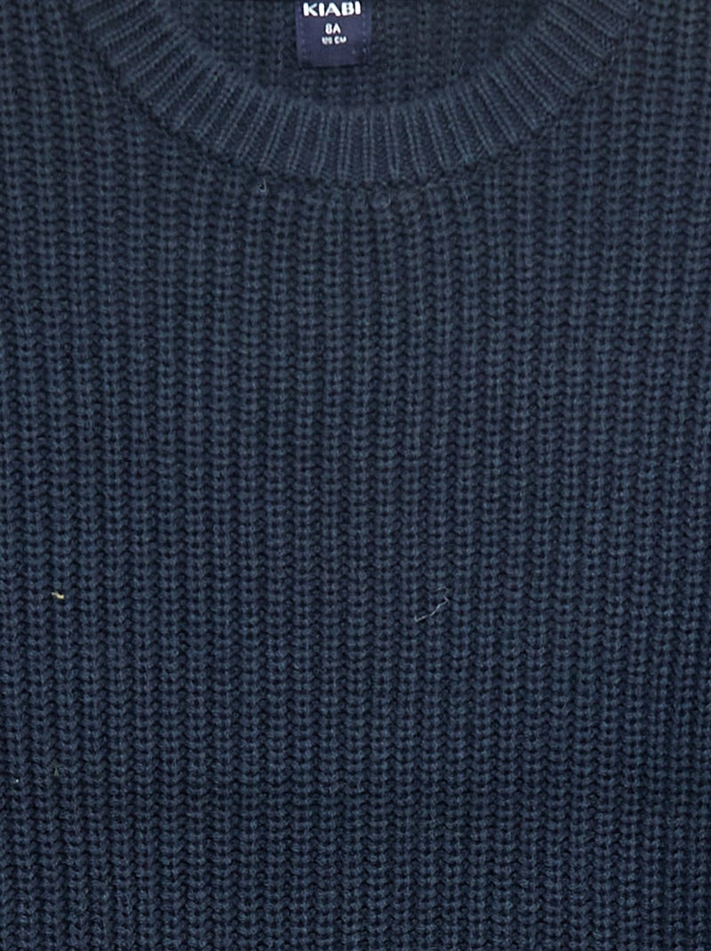 Pull tricoté en color block Bleu - Kiabi