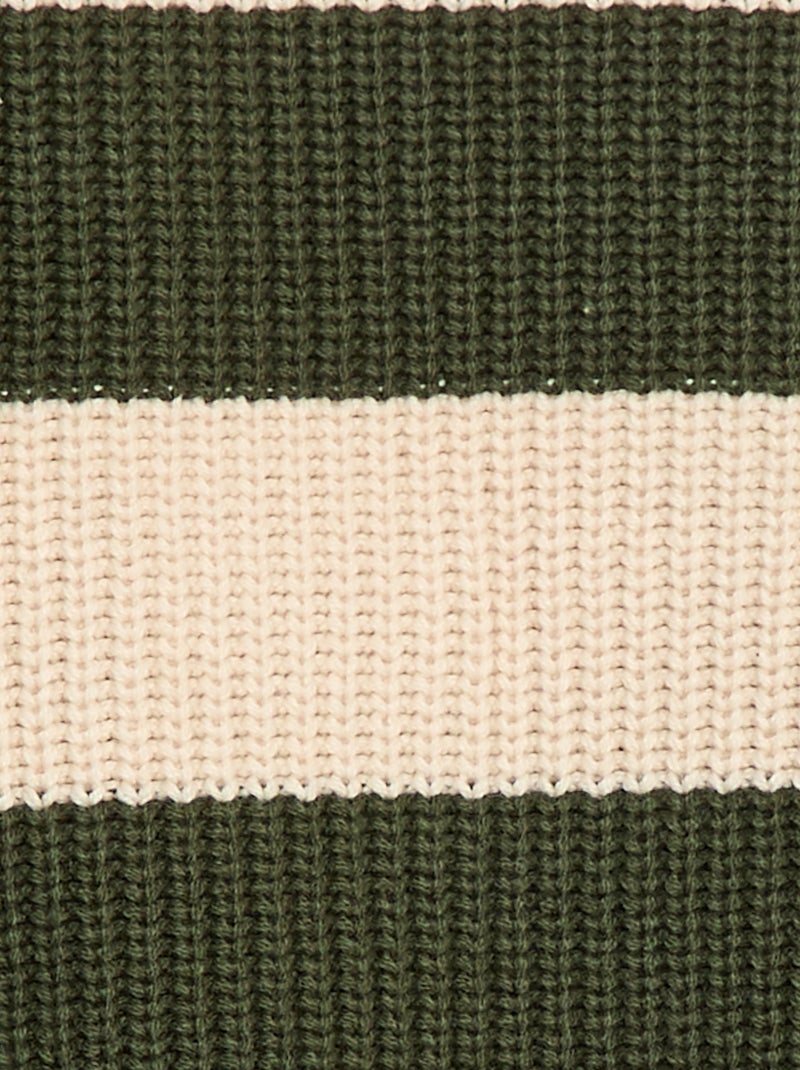 Pull tricoté en color block Vert - Kiabi