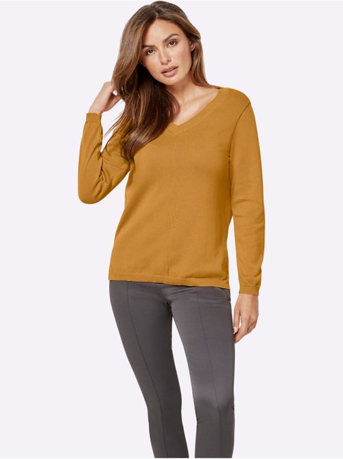 Pull tricoté en coton pima col en v et manches longues - taille standard - witt - Kiabi Pull tricoté en coton pima col en v et manches longues - taille standard - witt - Kiabi