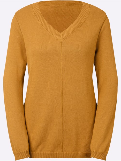 Pull tricoté en coton pima col en v et manches longues - taille standard - witt - Kiabi Pull tricoté en coton pima col en v et manches longues - taille standard - witt - Kiabi
