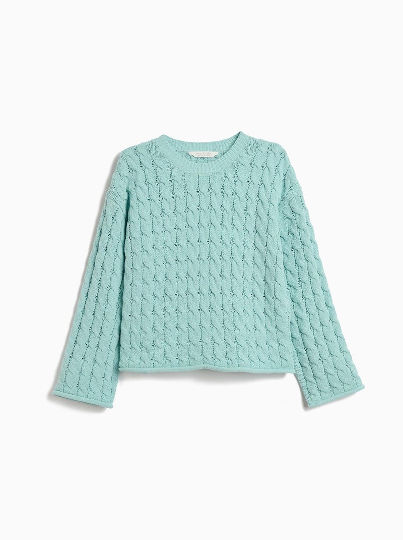 Pull Fait Main Bleu En Poil De Lapin Angora Et Coton - Taille M - Occasion Très Bon état