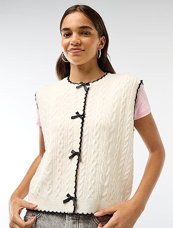 Pull trompe-l'œil effet gilet sans manches
