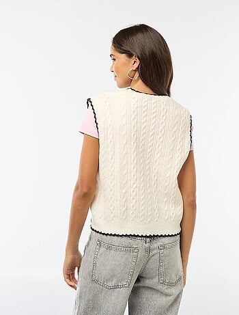 Pull trompe-l'œil effet gilet sans manches