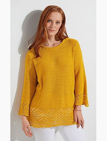 Pull-tunique avec fantaisies ajourées - Afibel