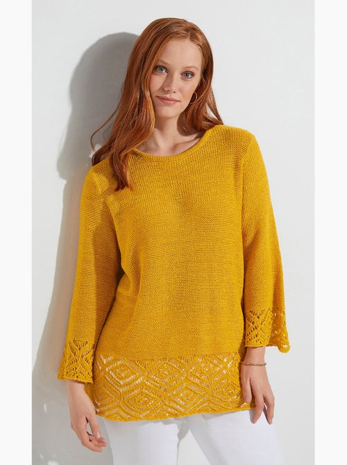 Pull-tunique avec fantaisies ajourées - Afibel - Kiabi