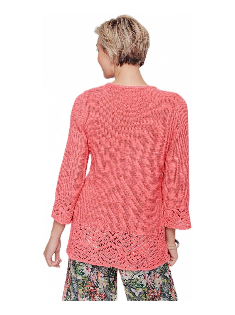 Pull-tunique avec fantaisies ajourées - Afibel Jaune - Kiabi