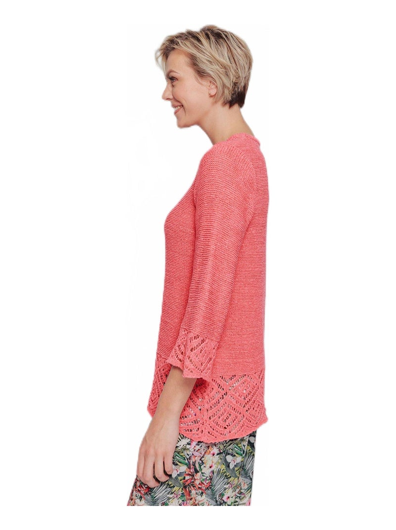 Pull-tunique avec fantaisies ajourées - Afibel Jaune - Kiabi