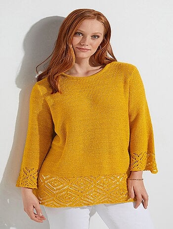 Pull-tunique avec fantaisies ajourées
