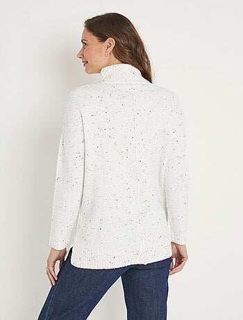 Pull-tunique chaud moucheté col roulé