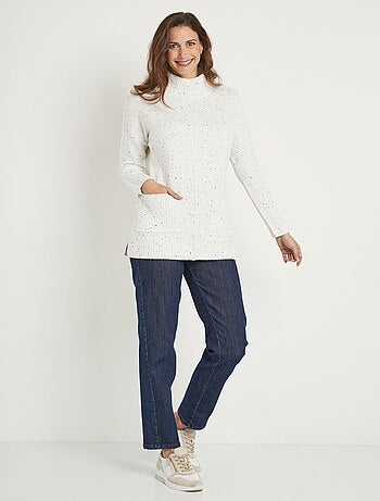 Pull-tunique chaud moucheté col roulé