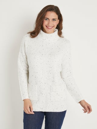 Pull-tunique chaud moucheté col roulé