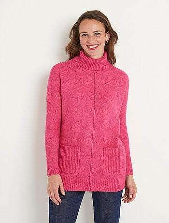 Pull-tunique chaud moucheté col roulé