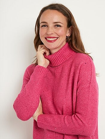Pull-tunique chaud moucheté col roulé