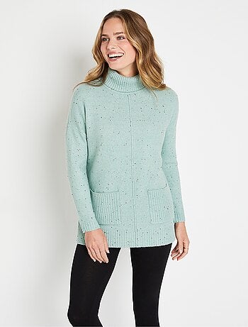 Pull-tunique chaud moucheté col roulé
