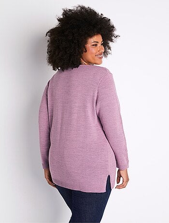 Pull-tunique chiné ajouré col rond