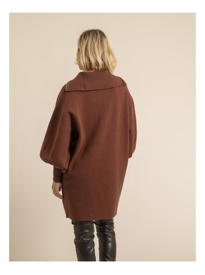 Pull tunique col lamoriciere KORANTINE Marron - Kiabi