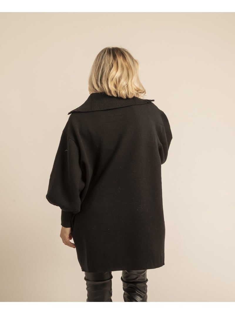 Pull tunique col lamoriciere KORANTINE Noir - Kiabi