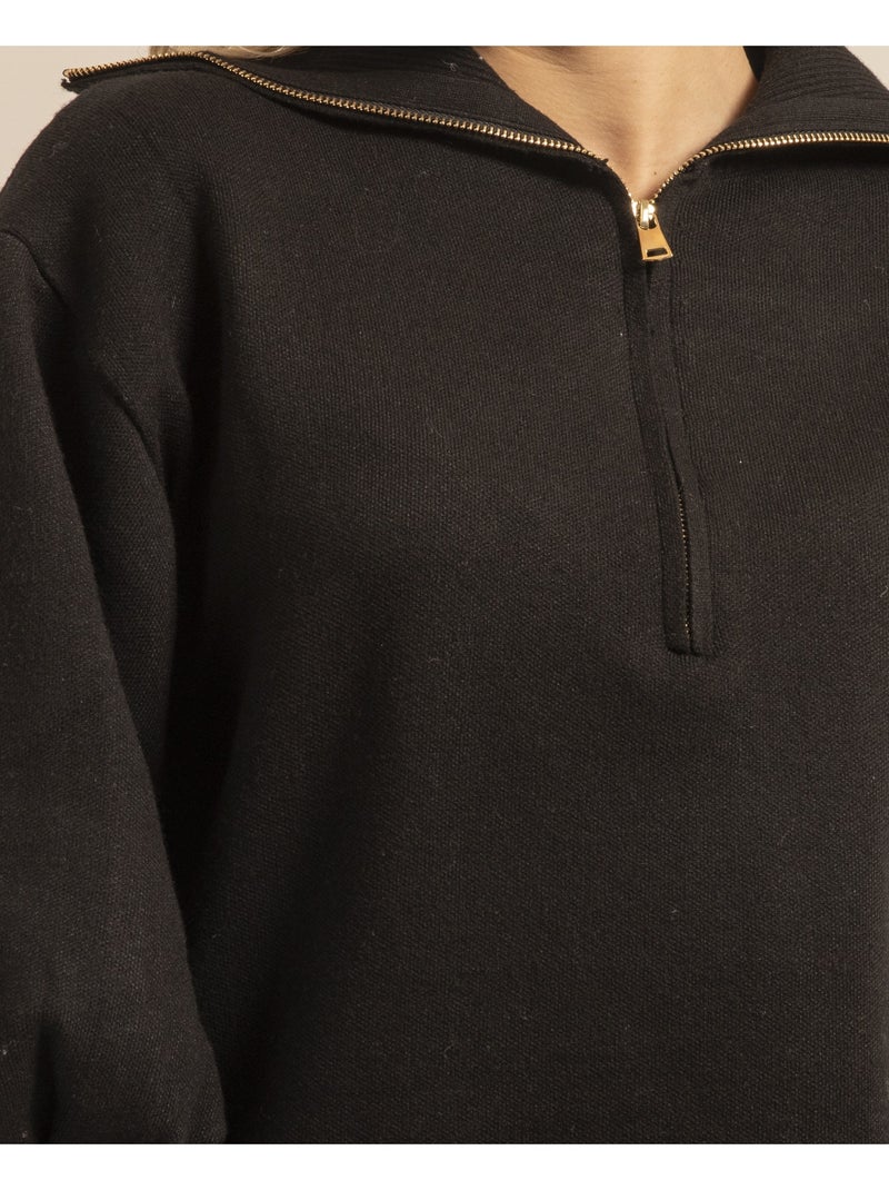 Pull tunique col lamoriciere KORANTINE Noir - Kiabi