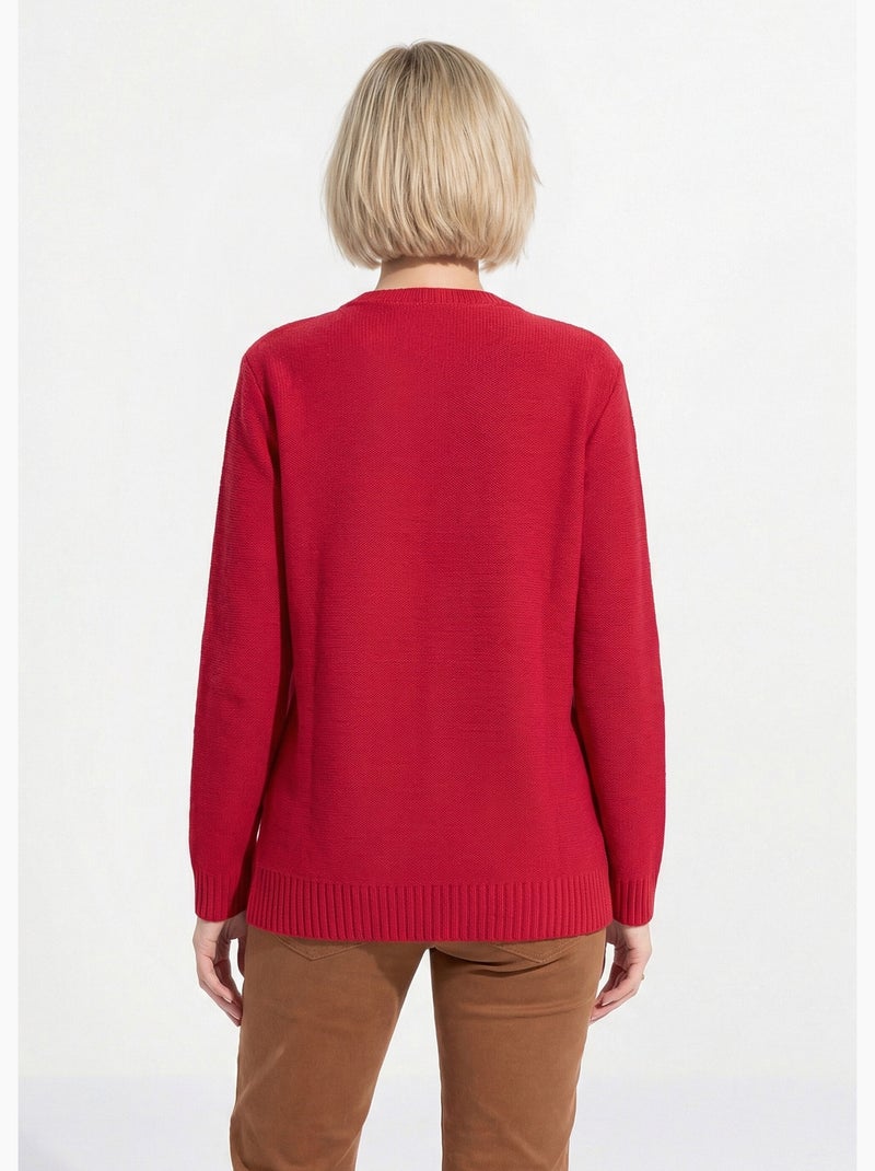 Pull-tunique col rond manches longues - Afibel Framboise - Kiabi