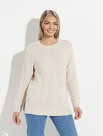 Pull-tunique col rond manches longues