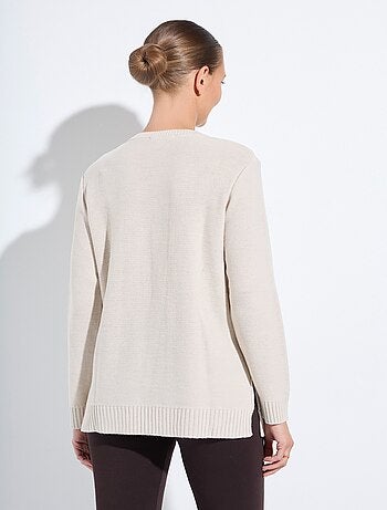 Pull-tunique col rond manches longues