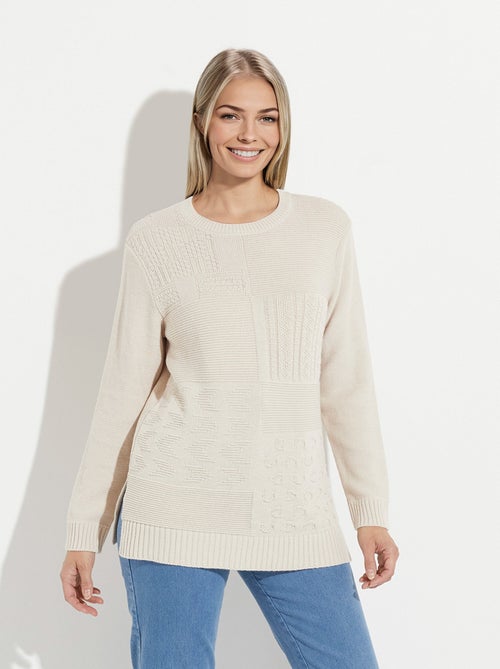 Pull-tunique col rond manches longues - Kiabi