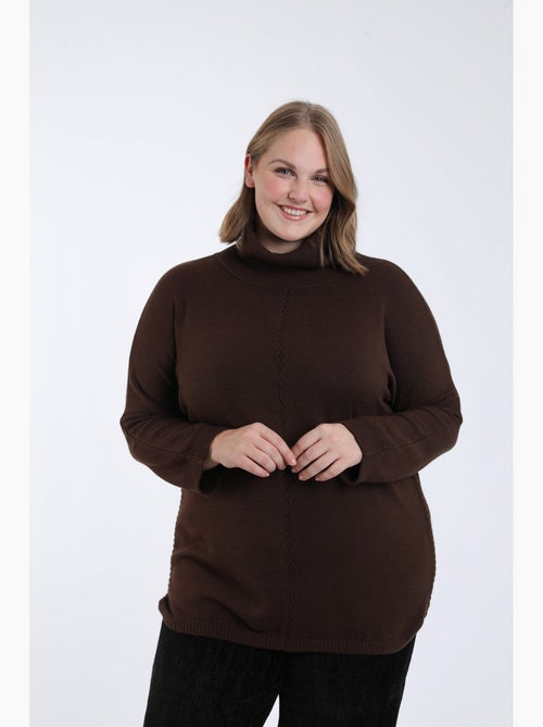 Pull tunique col roulé uni PAPRIKA - Kiabi