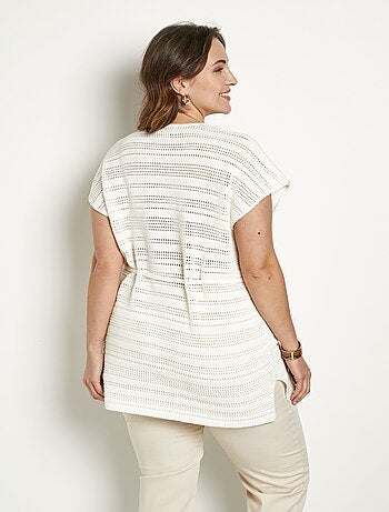 Pull-tunique de plage long ajouré col V coton - Afibel