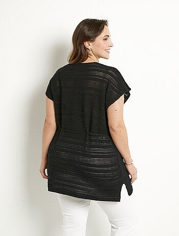 Pull-tunique de plage long ajouré col V coton - Afibel