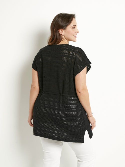 Pull-tunique de plage long ajouré col V coton - Afibel - Kiabi