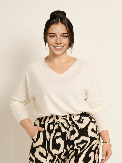 Pull tunique emmanchures descendues en maille - AFIBEL - Kiabi